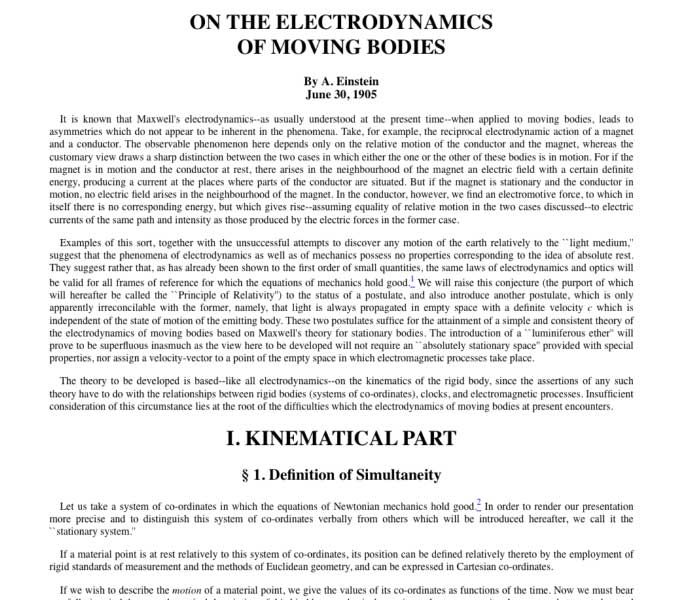 On the Electrodynamics of Moving Bodies