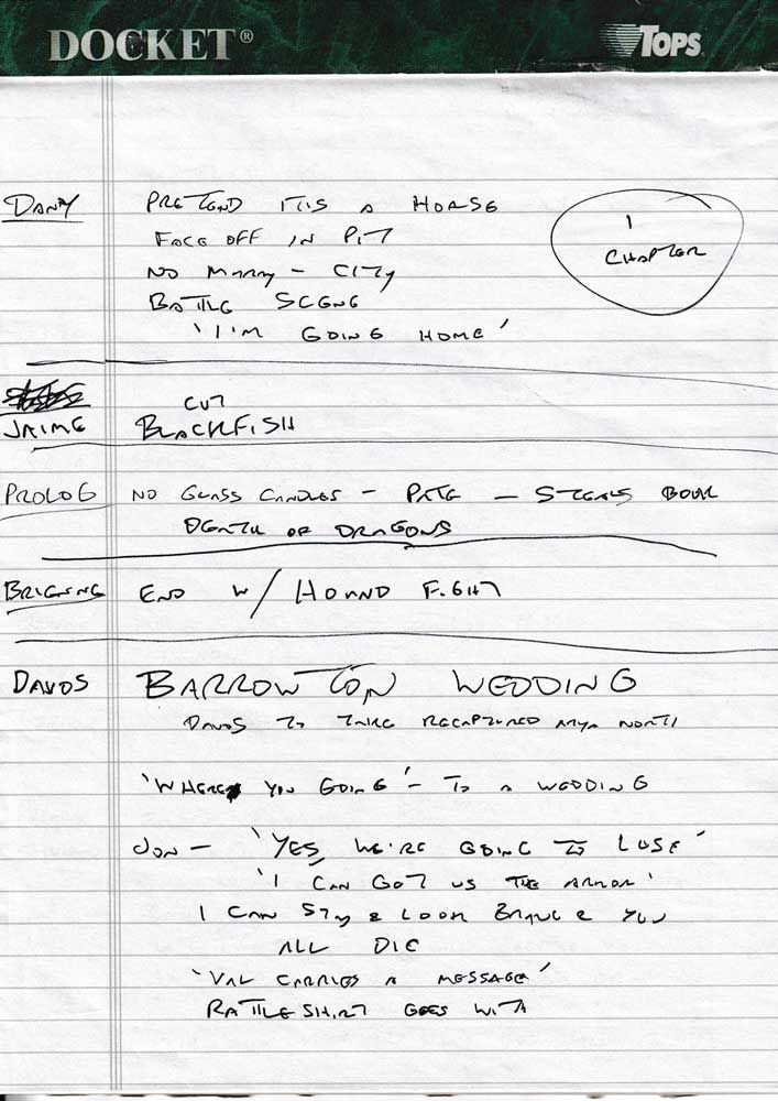 George’s handwritten plotlines